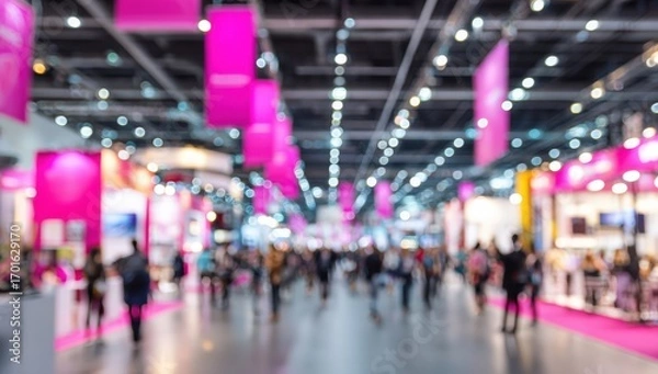 Obraz Blurred view of a bustling exhibition hall