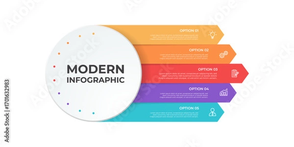 Fototapeta five section infographic diagram template