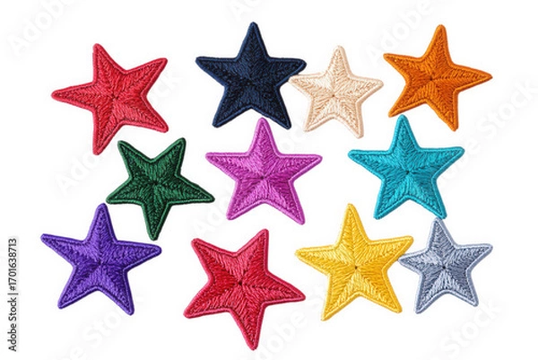 Obraz A collection of colorful star shapes isolated on transparent background
