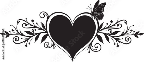 Obraz black and white heart