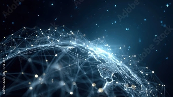 Fototapeta Abstract Globe Network: A Dynamic Illustration of Global Interconnectivity and Data Communication with a Modern Aesthetic