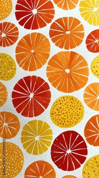 Fototapeta Orange slices, vibrant circles, pattern