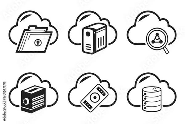 Fototapeta Cloud Computing Icons Set for Technology and Data.