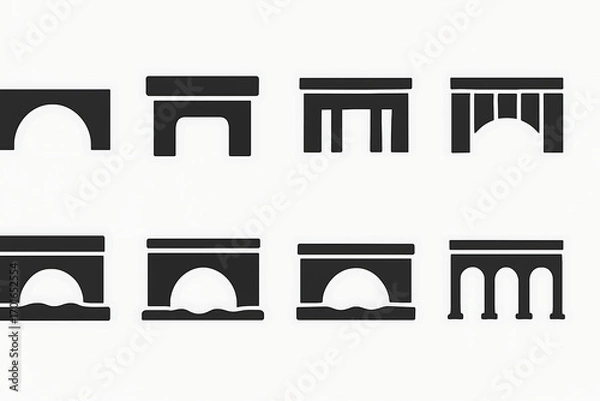 Fototapeta icon collection.Different types of culvert bridges.