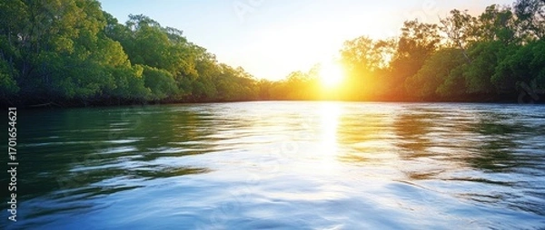 Obraz Sunrise over calm river