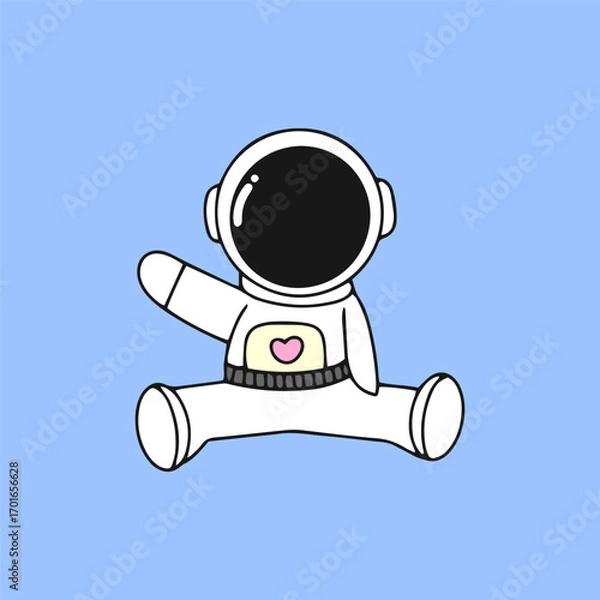 Fototapeta Kawaii astronaut. Coloring page decorated with outline space elements. Coloring book page printable template a4 for children and adult