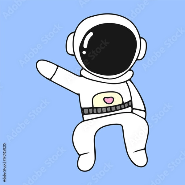 Fototapeta Kawaii astronaut. Coloring page decorated with outline space elements. Coloring book page printable template a4 for children and adult
