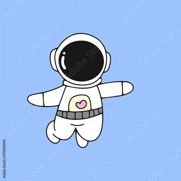 Fototapeta Kawaii astronaut. Coloring page decorated with outline space elements. Coloring book page printable template a4 for children and adult