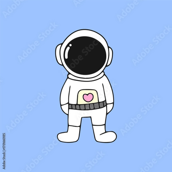 Fototapeta Kawaii astronaut. Coloring page decorated with outline space elements. Coloring book page printable template a4 for children and adult
