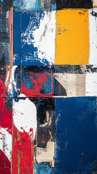 Fototapeta Bold modern canvas with mixed material paint structure