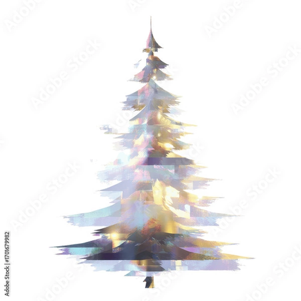 Fototapeta Abstract Glitch Effect Christmas Tree - Festive Winter Holiday Design