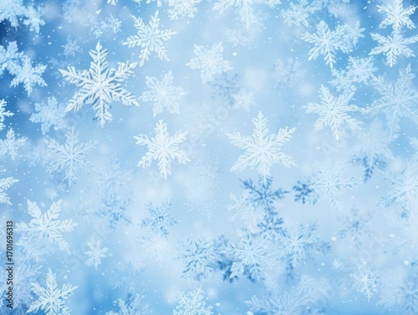 Obraz Blue background with snow flakes