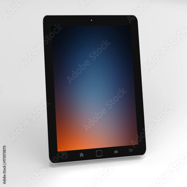 Fototapeta Modern digital black tablet on white background 3D rendering