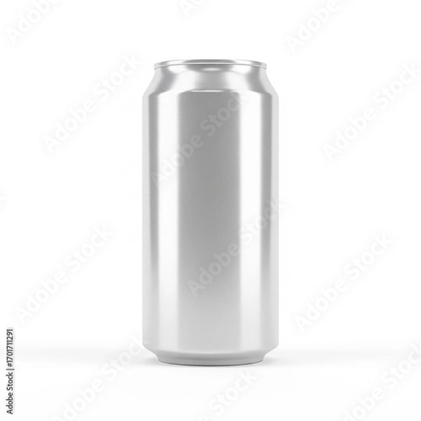 Fototapeta  A 3D Render of a Blank and Isolated Silver Aluminum Can.