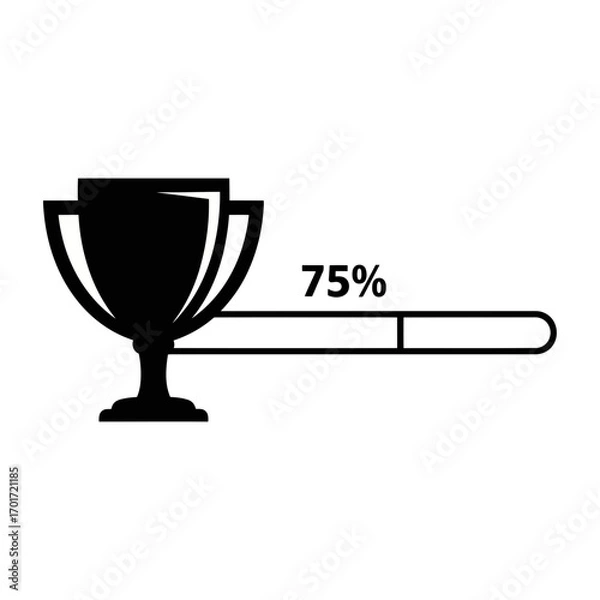 Fototapeta Trophy progress bar showing seventy five percent completion
