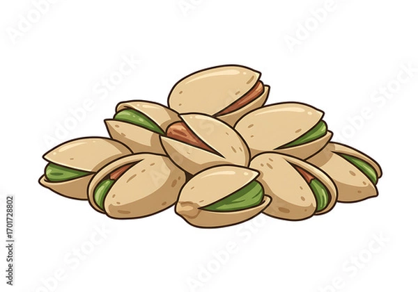 Fototapeta A pile of shelled pistachios with vibrant green kernels