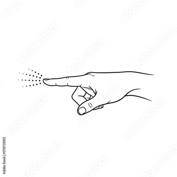 Fototapeta Hand finger pointing at scattered dots