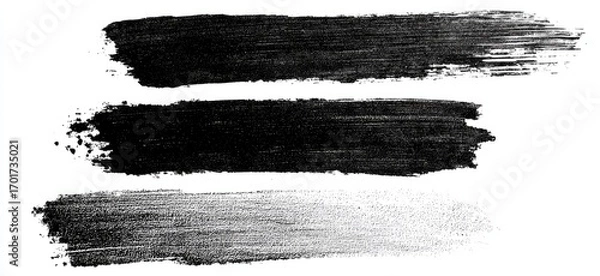 Fototapeta Three horizontal brushstrokes in shades of black and gray