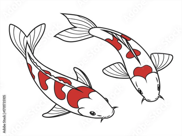Fototapeta coloring page line art the utsun fish black vector bundle