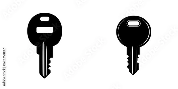 Fototapeta Key Icon is a bold and simple black key icon that is well-suited for representing security, access, or unlocking potential, characterized by its minimalist and versatile design