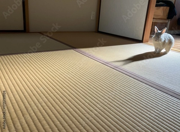 Obraz 朝日を背に浴びるうさぎ