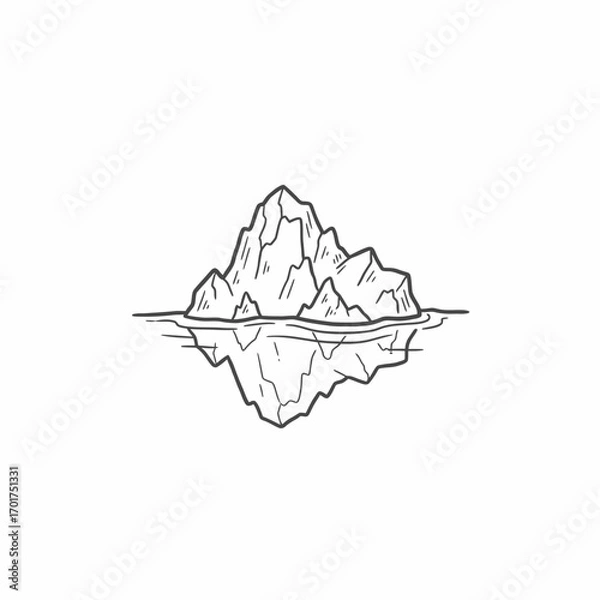 Fototapeta A detailed illustration of an iceberg floating on water, showing reflection and peaks.