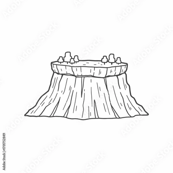 Fototapeta A weathered tree stump, small saplings sprouting atop, illustrating regrowth and nature's resilience.