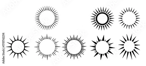 Fototapeta Collection of Stylized Sun Icons with Sharp Rays