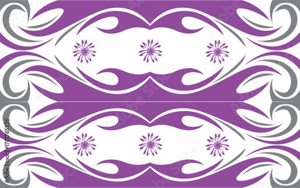 Obraz vintage Purple Floral Tribal Pattern Abstract Decorative Vector Design with Ornamental Motifs