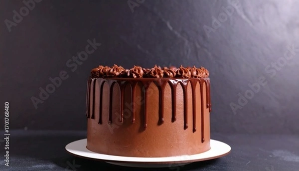 Fototapeta Decadent Chocolate Drip Cake with Rich Ganache and Swirled Frosting
