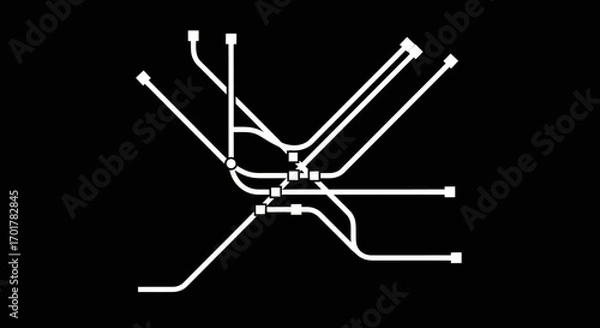 Obraz Abstract subway transit map design with interconnected lines and stations.