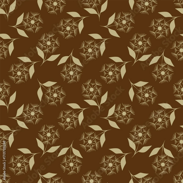 Fototapeta Elegant seamless floral pattern with fall flowers. Repeatable botanical background. Flat vector illustration.