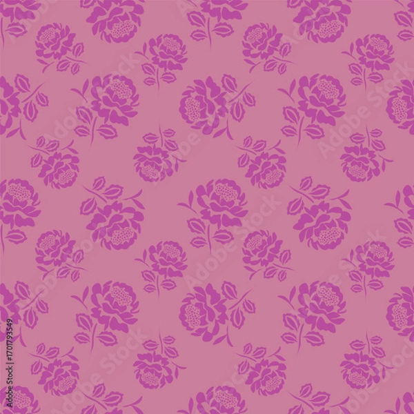Fototapeta Elegant seamless floral pattern with fall flowers. Repeatable botanical background. Flat vector illustration.