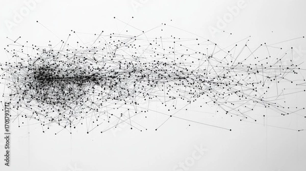 Fototapeta Artistic representation of abstract network connections in black and white showcasing intricate details of node structures