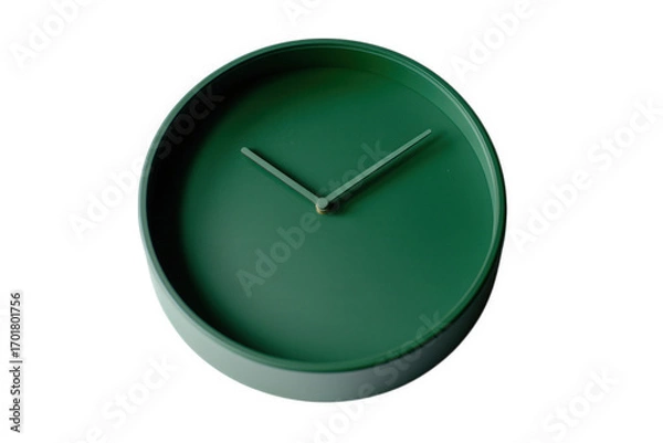 Fototapeta Minimalist green clock isolated on transparent background