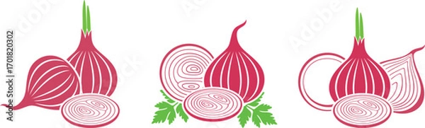 Fototapeta Red onion logo. Isolated red onion on white background. 