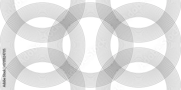 Fototapeta White geometric abstract background overlap layer on bright space with lines effect decoration. Modern graphic design element circles style concept for banner.