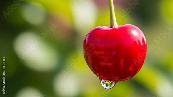 Obraz red apple with water drops