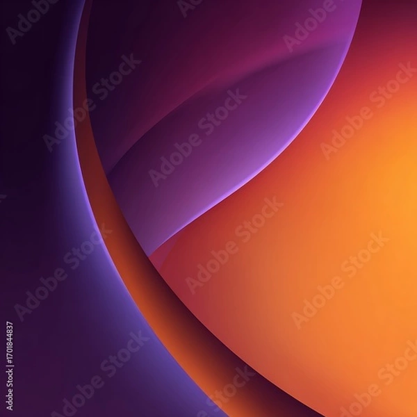 Obraz Vibrant abstract background with smooth gradient curves in purple and orange tones