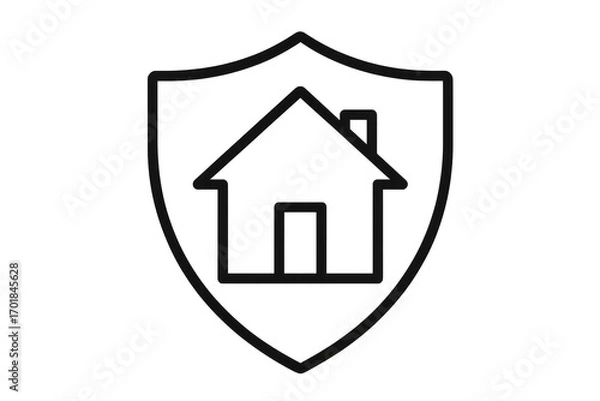 Fototapeta House inside a shield icon isolated on transparent background, home protection