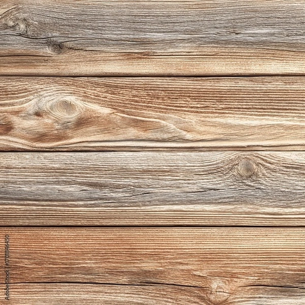 Obraz Rustic weathered wooden planks background. Natural wood texture with grain and knots, horizontal timber surface.