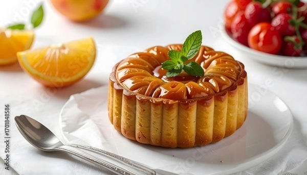 Obraz Elegant Mooncake Dessert with Fruit