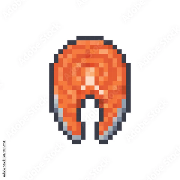 Obraz  pixel art Salmon steak 8 bit icon vector  for game, logo