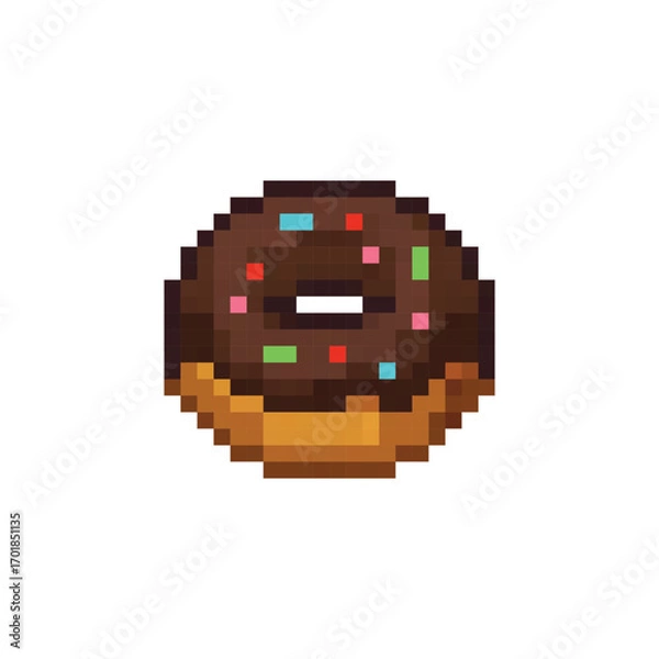 Obraz  pixel art donut 8 bit icon vector  for game, logo