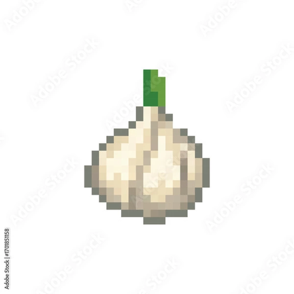 Obraz  pixel art garlic 8 bit icon vector  for game, logo