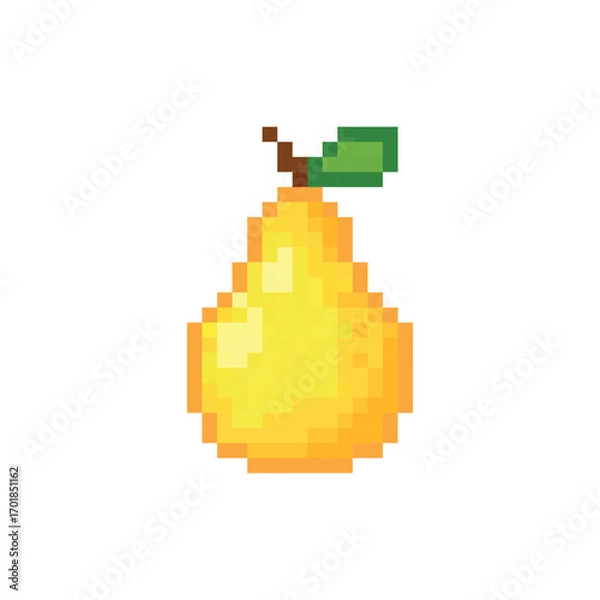Obraz  pixel art pear  8 bit icon vector  for game, logo