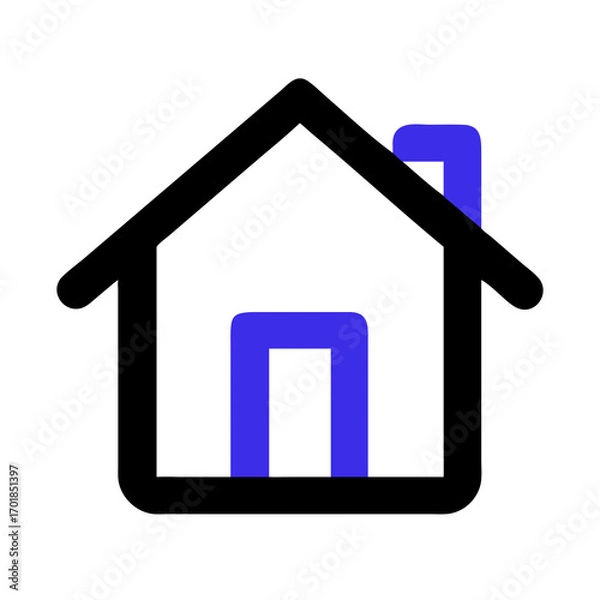 Obraz home icon on a blue background