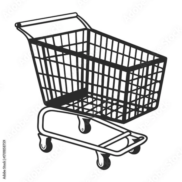 Fototapeta Flat Vector of Shopping Cart Outline Icon Clean