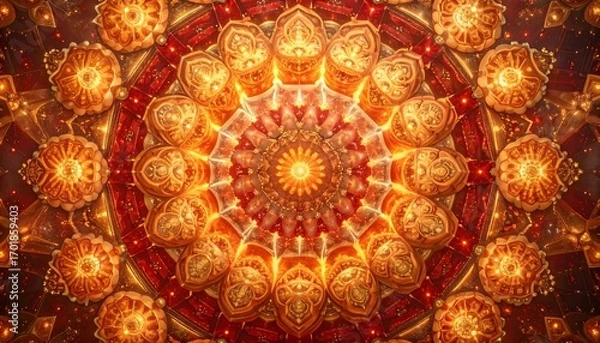Fototapeta Ornate Golden Mandala Pattern