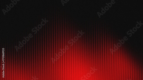 Fototapeta Vertical striped glass background with red and black gradations. Wavy glass texture, striped frosted surface